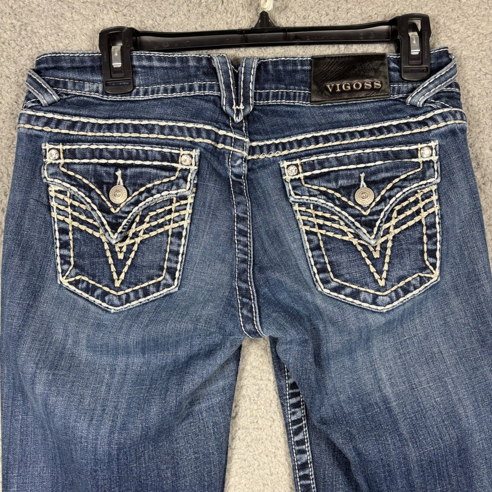 Vigoss Jeans Women 5/6 Blue The New York Bootcut Thick Stitch Flap Pocket Denim - Picture 7 of 10
